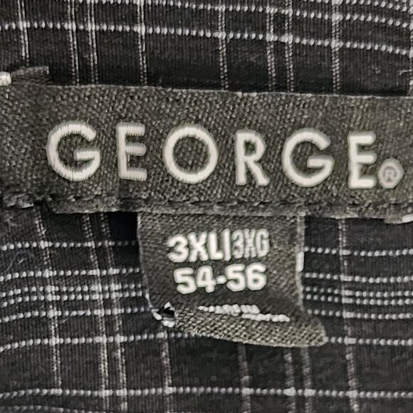 George Black Grey Check Poly SS Button Chest Pocket Button Up Shirt Sz 3XL 54-56 - Picture 13 of 16